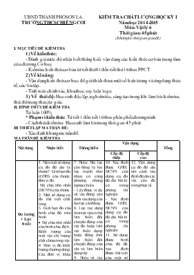 Kiểm tra chất lượng học kỳ 1 năm học 2014-2015 môn Vật lý 6 thời gian 45 phút trường THCS Chiềng Cơi